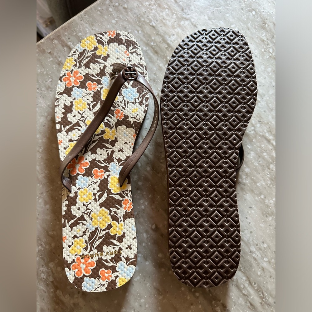 Tory Burch Flip Flops Brown Cream Size 9 M